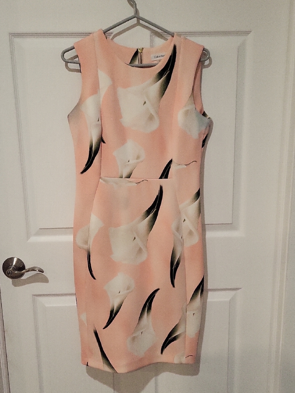 Calvin Klein Peach Floral Print Sleeveless Dress